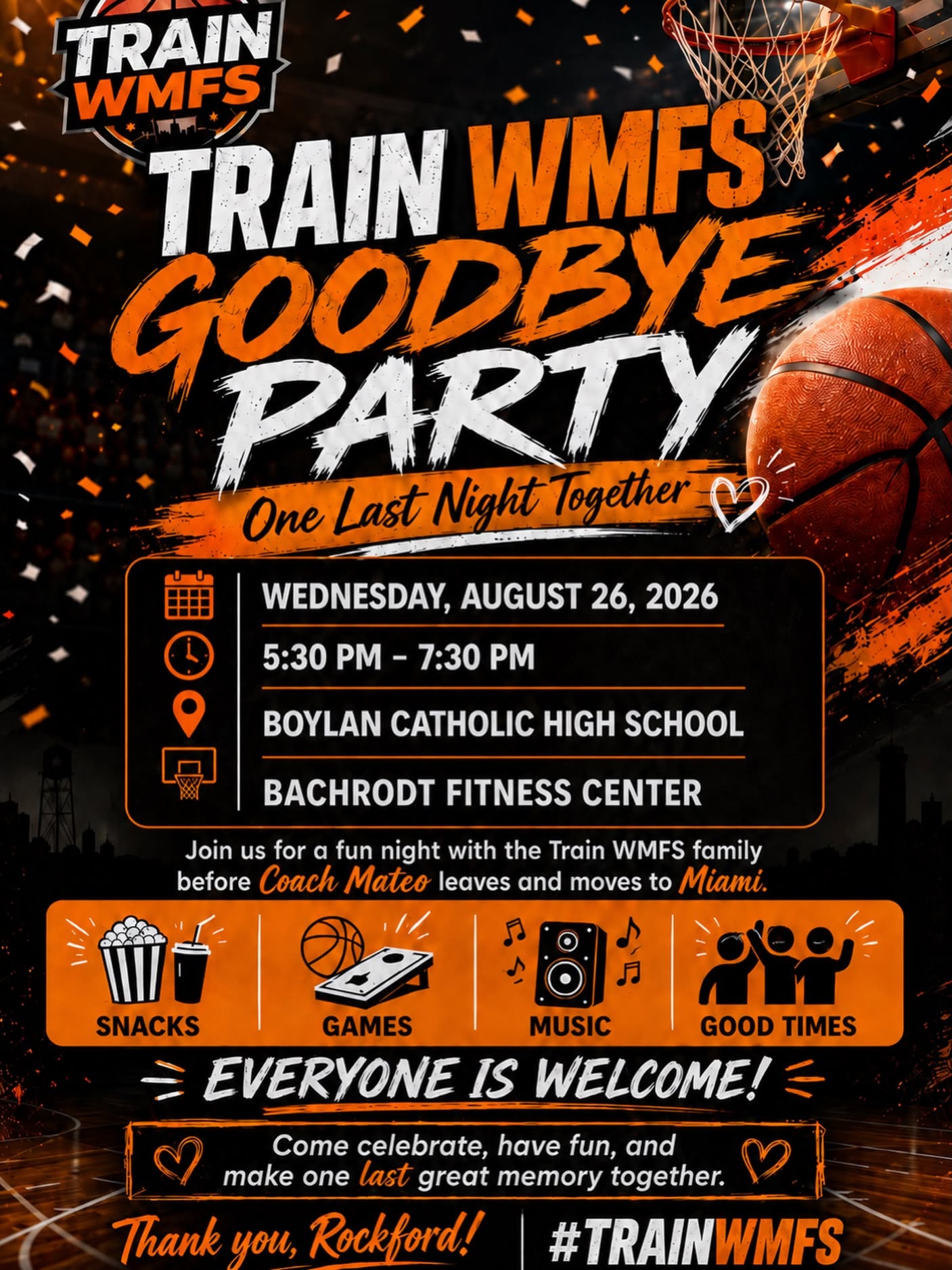 Train WMFS Goodbye Party flyer